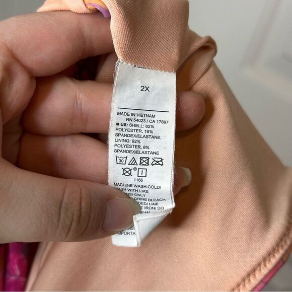 Old Navy Peach Floral V-Neck Swing Tankini Top + High Waisted Bikini Bottom Set - Picture 11 of 11